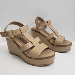 Size 6 American Exchange Nude Strappy Wedge Heels